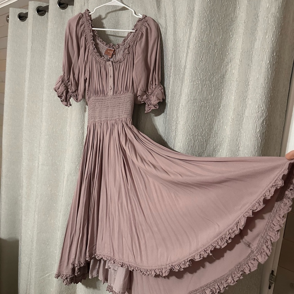JessaKae Mauve Ruffle Midi Dress